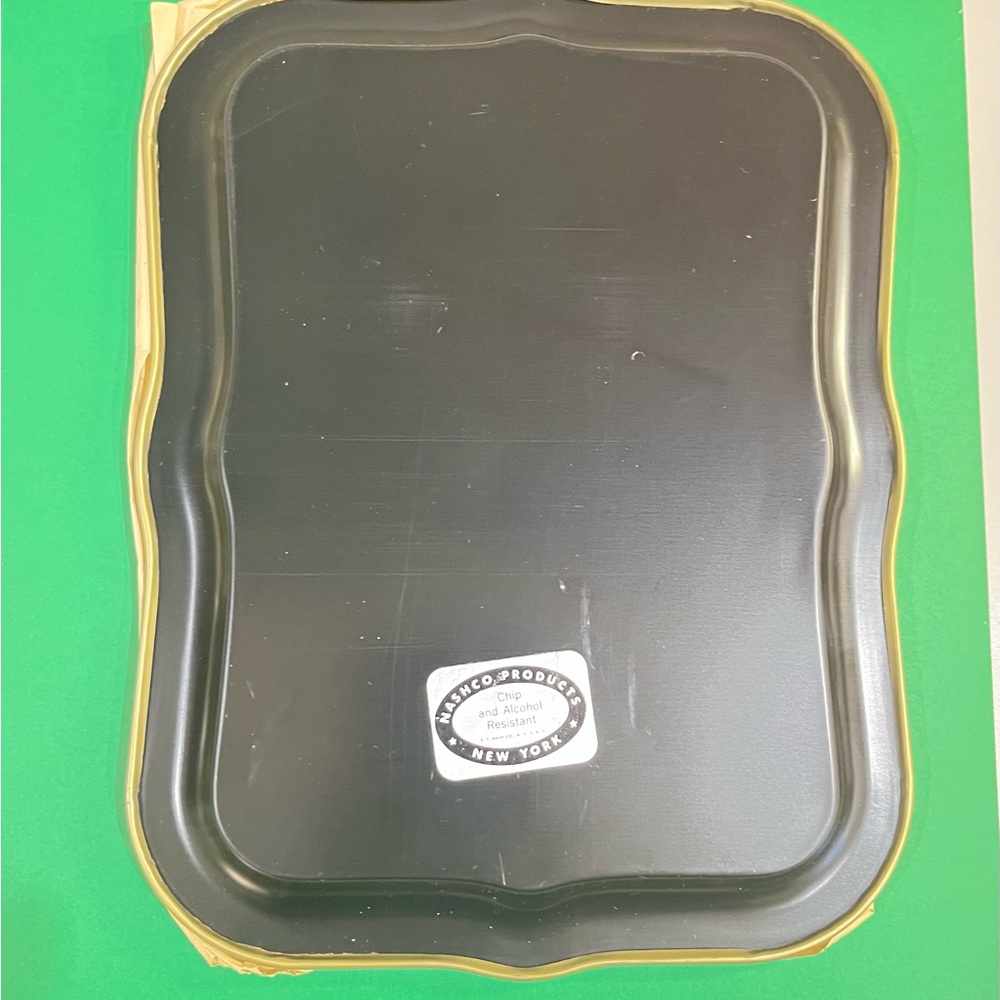 Nashco Products Vintage Black and Gold Serving Trays (4)